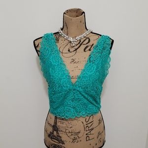 Lace V- neck crop top